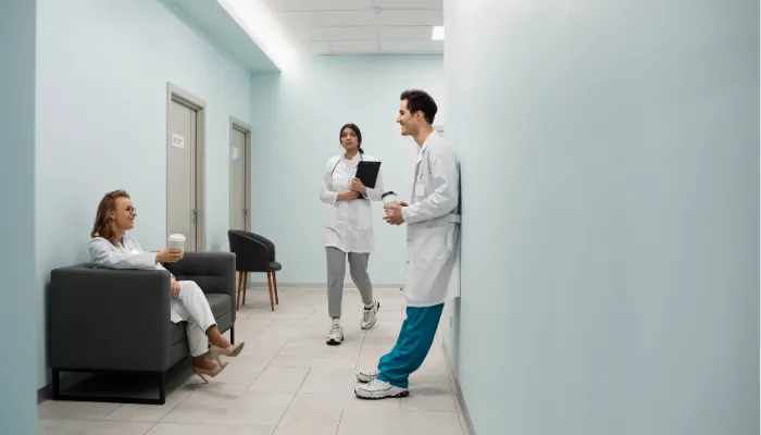 Hygienic epoxy flooring in a hospital medical facility
